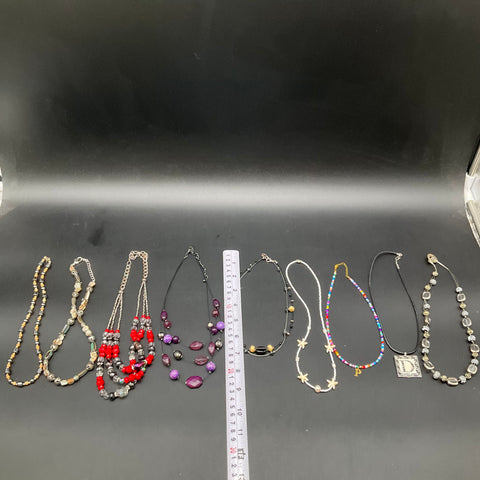 Mixed Costume Jewelry Lot of 9 Necklaces Beaded Starfish Shell Boho Abalone