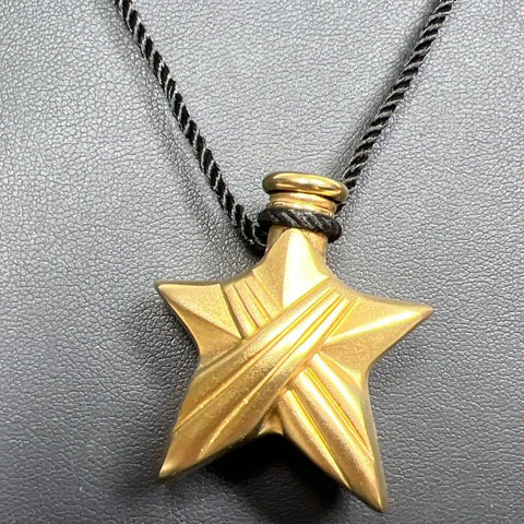 Vintage Debbie J Palmer Gold Tone Star Perfume Bottle Pendant Necklace 17" 21g