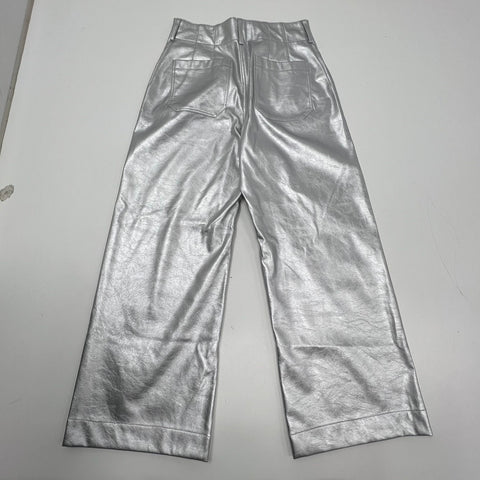 Maeve Anthropologie The Colette Silver Metallic Faux Leather Pants Women's 29