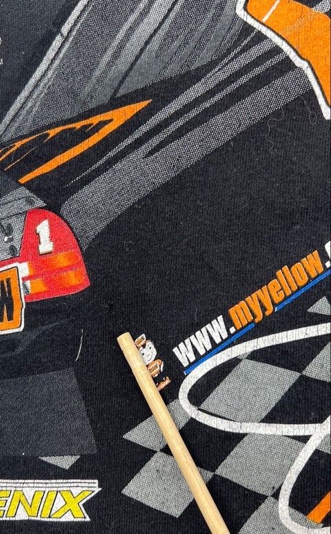 Vintage 2003 Jamie McMurray Yellow Racing NASCAR T-Shirt Double Sided Sz M