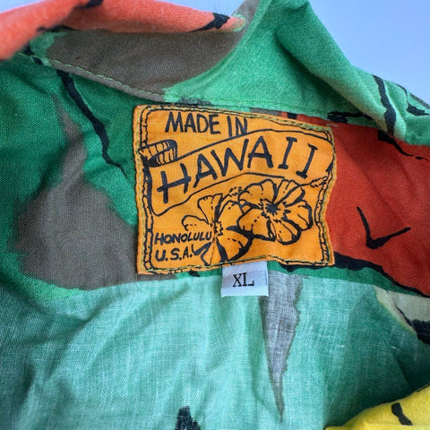 Vintage 90s Made In Hawaii Pineapple Print Honolulu Aloha Shirt Sz XL