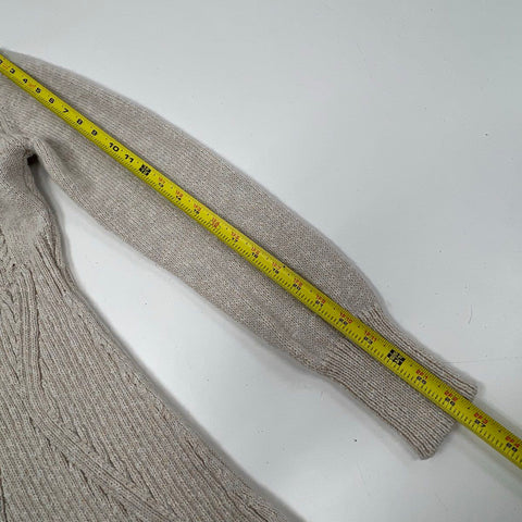 Free People Women's Back To It Mini Sweater Dress Oatmeal Cable Knit Half Zip M