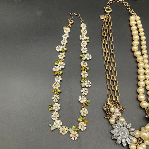 J.Crew Costume Jewelry Lot of 6 Statement Necklaces Bracelet Faux Pearl Floral