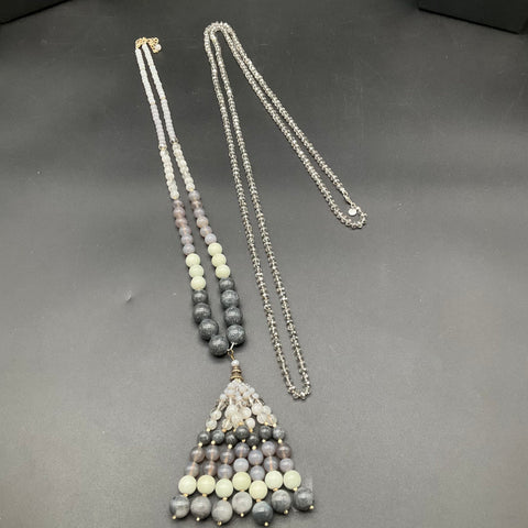 Modern Fashion Jewelry Lot 15pc Gunmetal Gray Black Faux Pearl Bead Necklaces