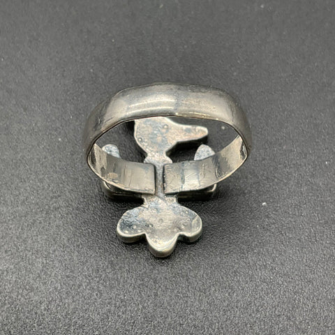 Sterling Silver Turquoise Chip Thunderbird Ring Southwestern Style Size 7.5