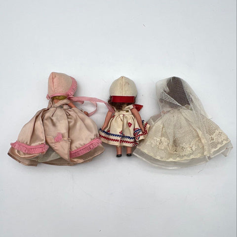 Nancy Ann Story Book Dolls Lot 3 Vintage Hard Plastic Figurines 5-6 Inch