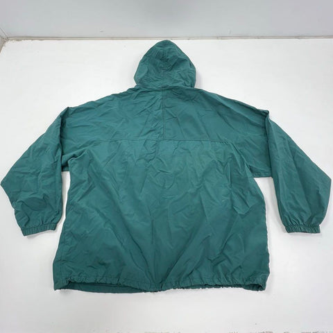 Vintage 90s LL Bean Men's Green Hooded Full Zip Nylon Windbreaker Jacket XL
