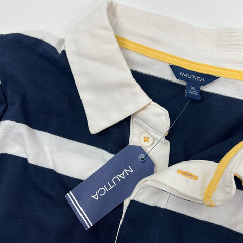 NWT Nautica Navy Blue White Striped Rugby Polo Drop Waist Dress Women's XL