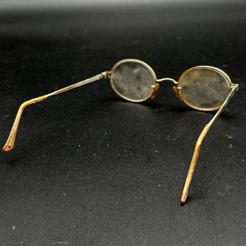 Vintage 50s S.H. Laufer 12K Gold Filled Oval Wire Rim Glasses Frames Sz 4 1/4