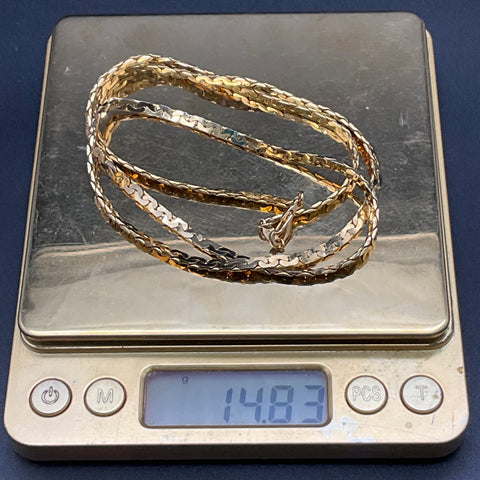 Vintage 14K GP Gold Plated Flat Interlocking Link Chain Necklace 19"