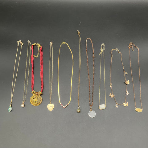 Gold Tone Fashion Necklace Lot of 10 Butterfly Heart Filigree Pendants