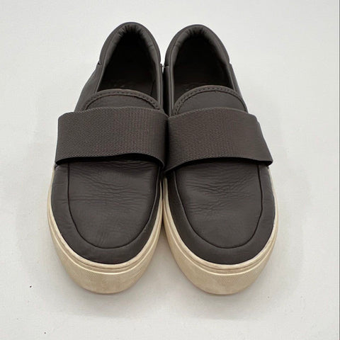 Ugg Libu Grey Leather Slip-On Platform Sneakers Women's Size 7
