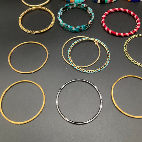 Fashion Jewelry Bracelet Lot 33pc Gold Tone Bangle Stretch Tile Rhinestone