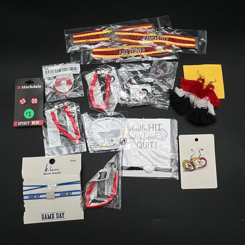 Kansas City Chiefs Royals Nebraska Husker Sports Jewelry Lot Bracelets Earrings