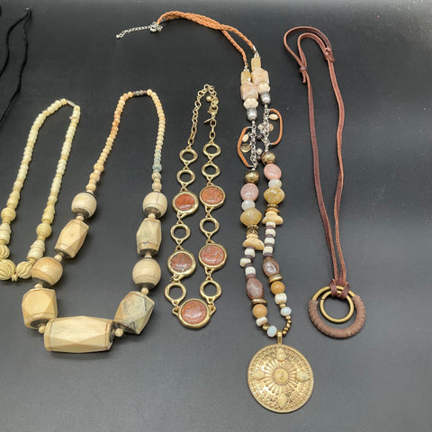 Chico's Boho Statement Jewelry Lot of 8 Necklaces Pendants Gold Silver Tone
