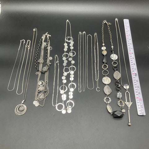 Chico's Nine West TINT Silver Tone Beaded Geometric Necklace Jewelry Lot of 12