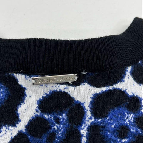 Michael Kors Blue Leopard Animal Print Sweater Dress NWT Sz S