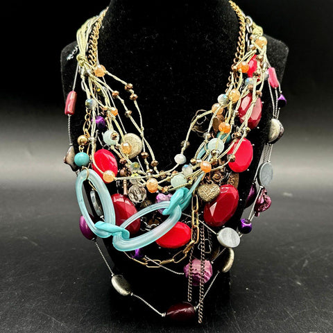 Mixed Costume Jewelry Necklace Lot Vintage to Modern Beaded Multi-Strand 25+