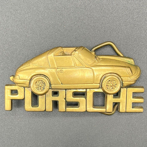 Vintage 80s Baron Buckles Porsche 911 Targa Solid Brass Belt Buckle 1980
