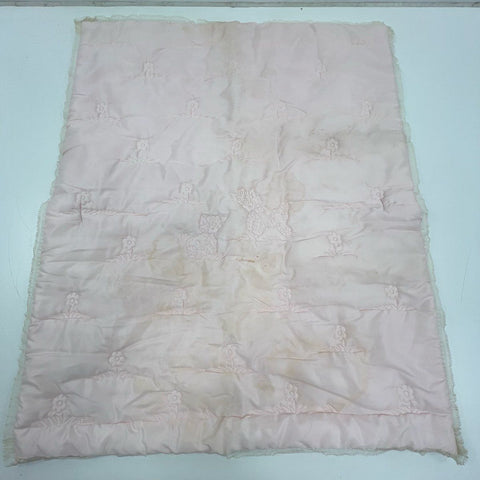 Lot of 2 Vintage 1950s Pink Crib Blanket Comforter Set American Needlecrafts