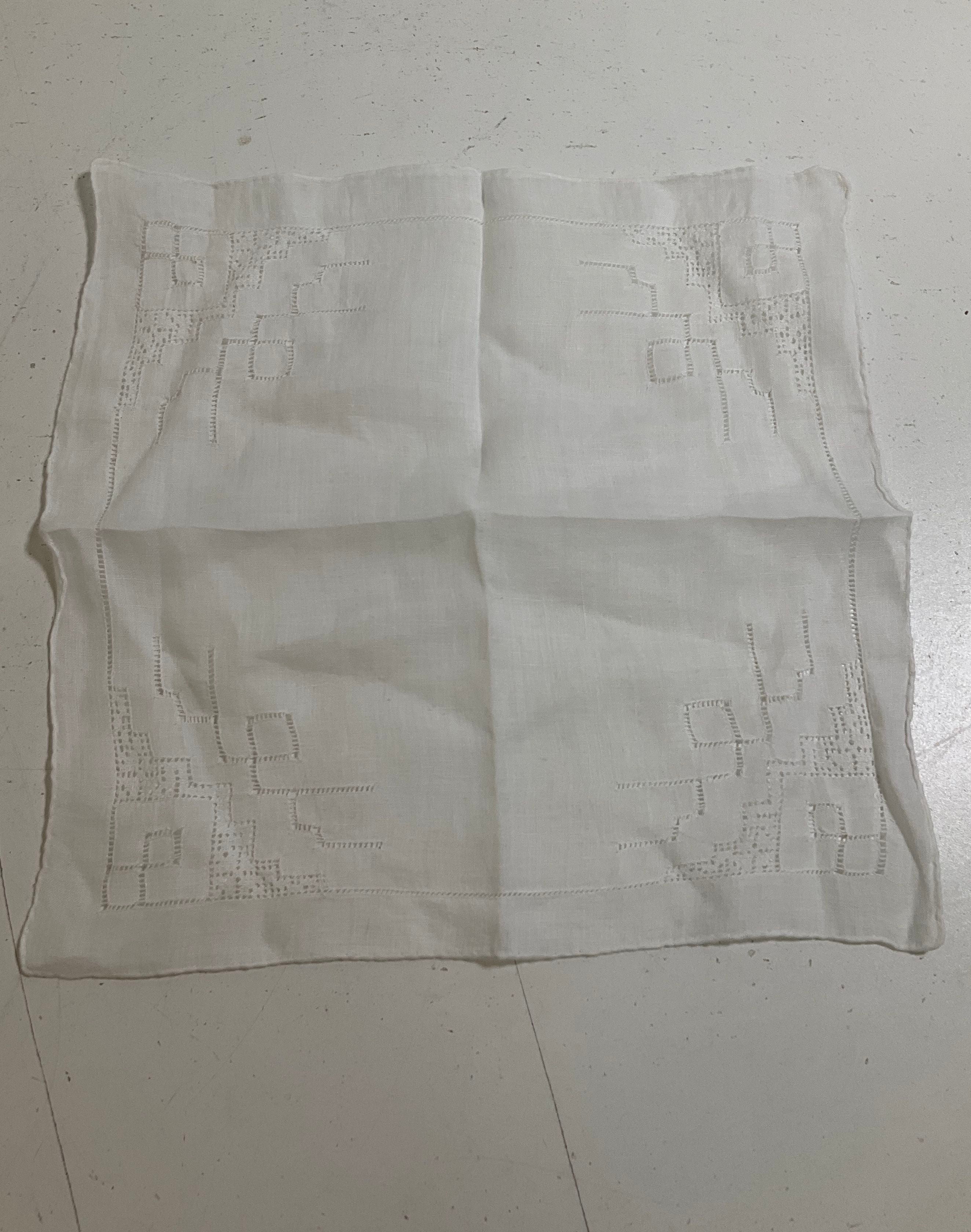 Vintage Handkerchief Lot 6 Embroidered Lace Edge Christmas Hankies Mixed Styles