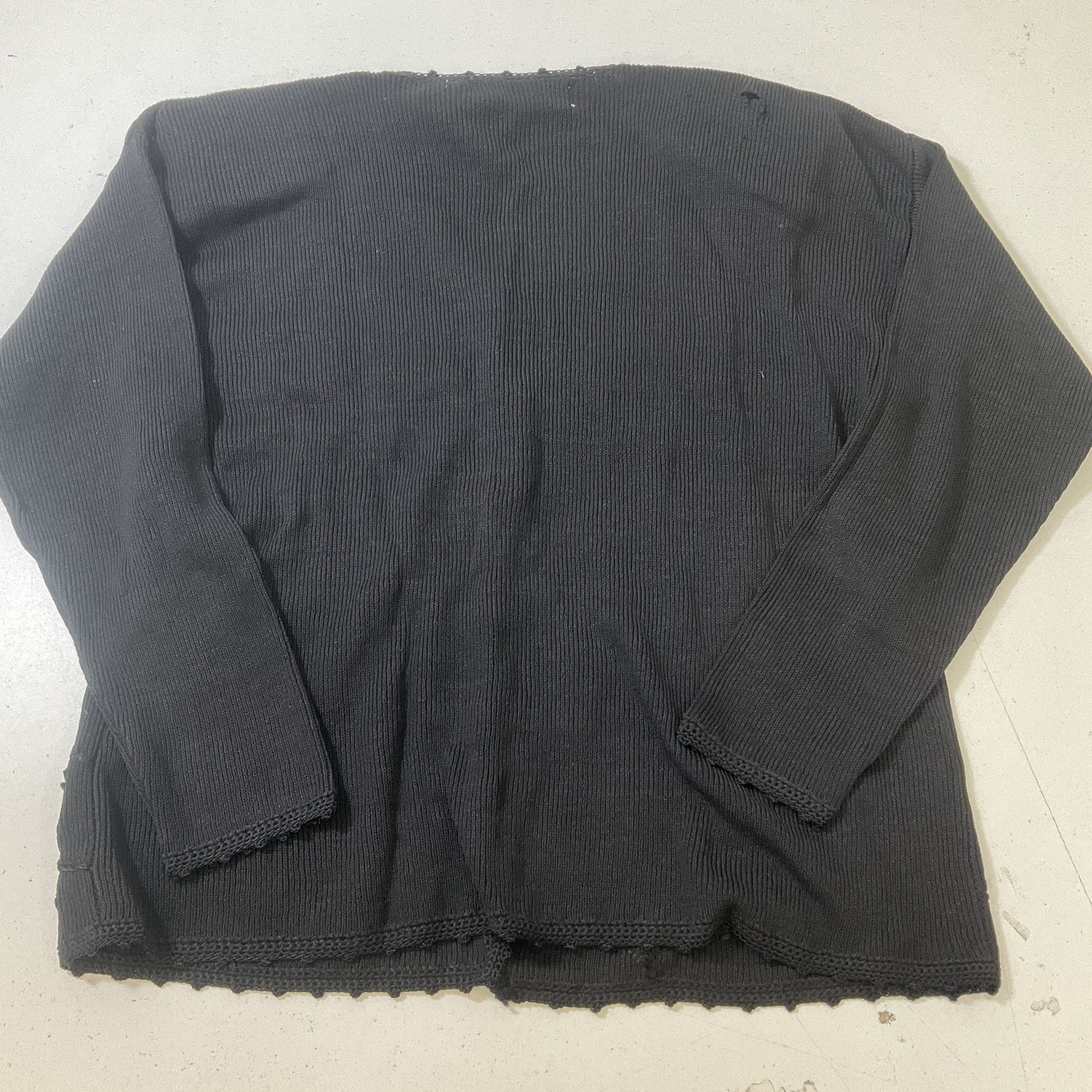 Carolyn Taylor Women's Black Ribbon Embroidery & Beaded Cardigan Size M Vintage