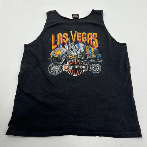Vintage 1996 Harley-Davidson Las Vegas Biker Tank Top Faded USA Made Sz XL