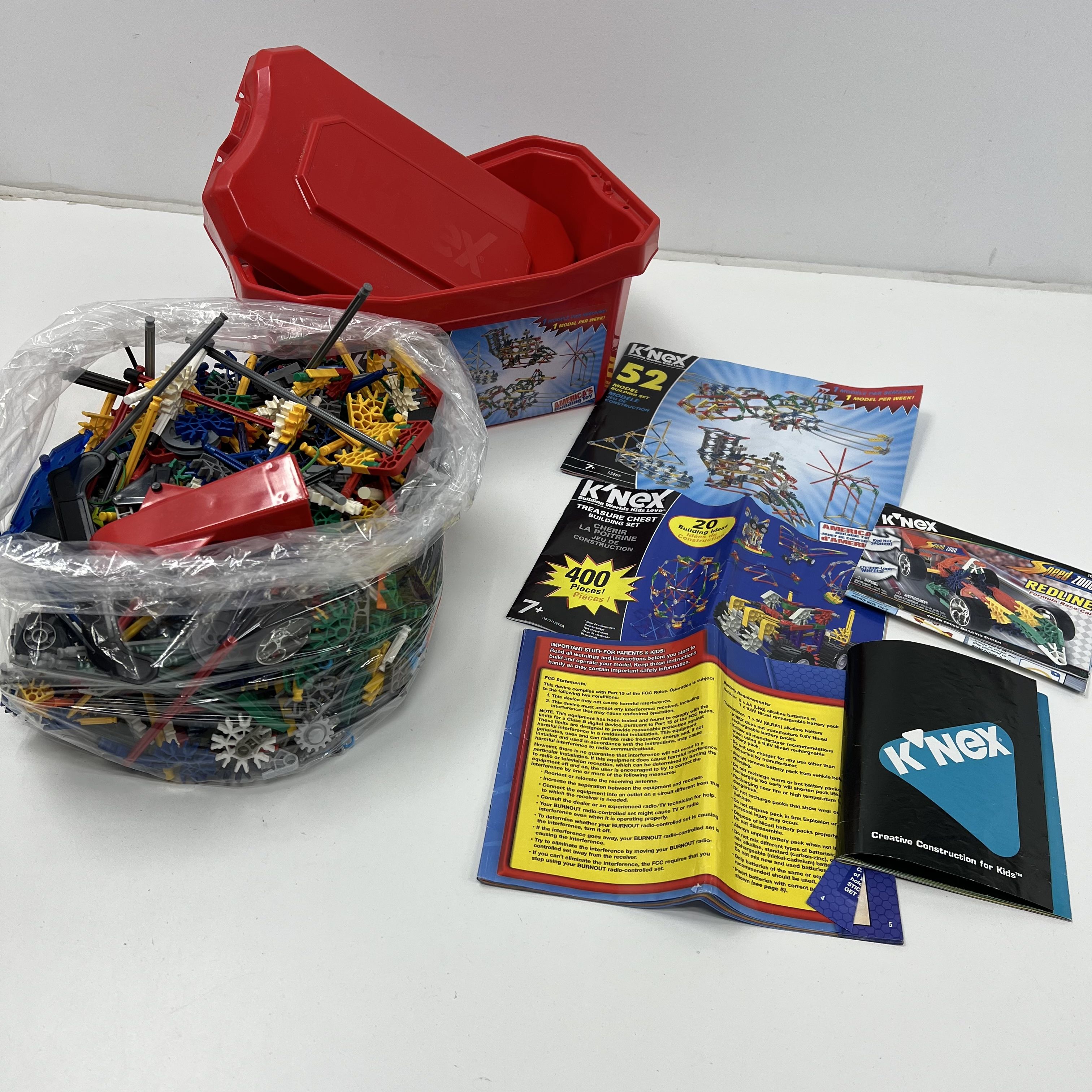 Lot of K'NEX Assorted Building Pieces 5.5LB+ with Manuals Case