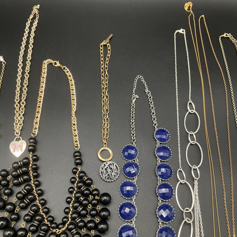 Fashion Statement Necklace Lot of 10 Gold and Silver Tone Beaded Pendants