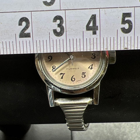 Stellaris 17 Jewel Silver Tone Wristwatch Ticking