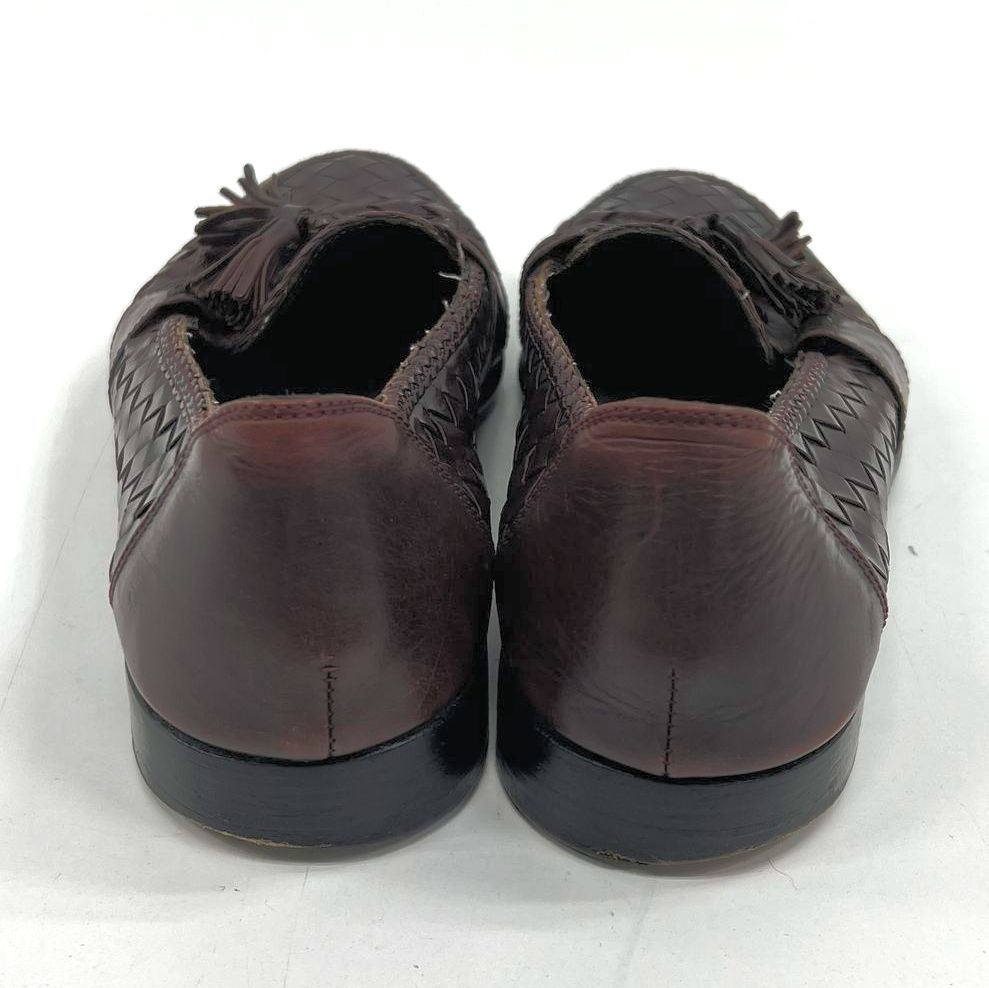 VTG Men's Bragano Brown Woven Genuine Leather Loafer w/ Tassel Shoes Size 10.5