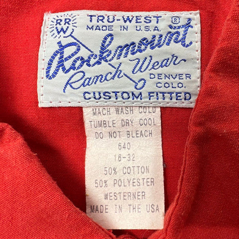 Vintage 80s Rockmount Ranch Wear Pearl Snap Western Shirt Red 16-32 USA