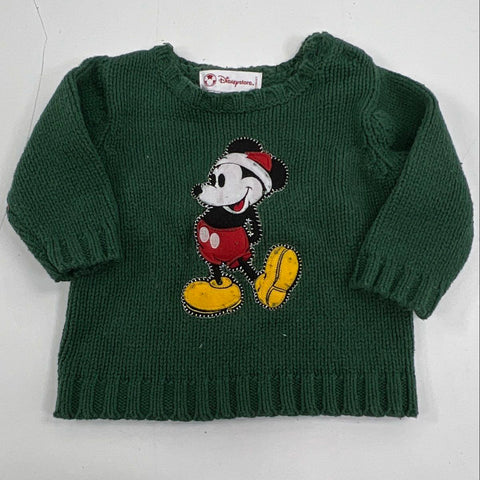 Vintage 90s Disney Mickey Mouse Holiday Knit Sweater Patch Sz 6-9 mo