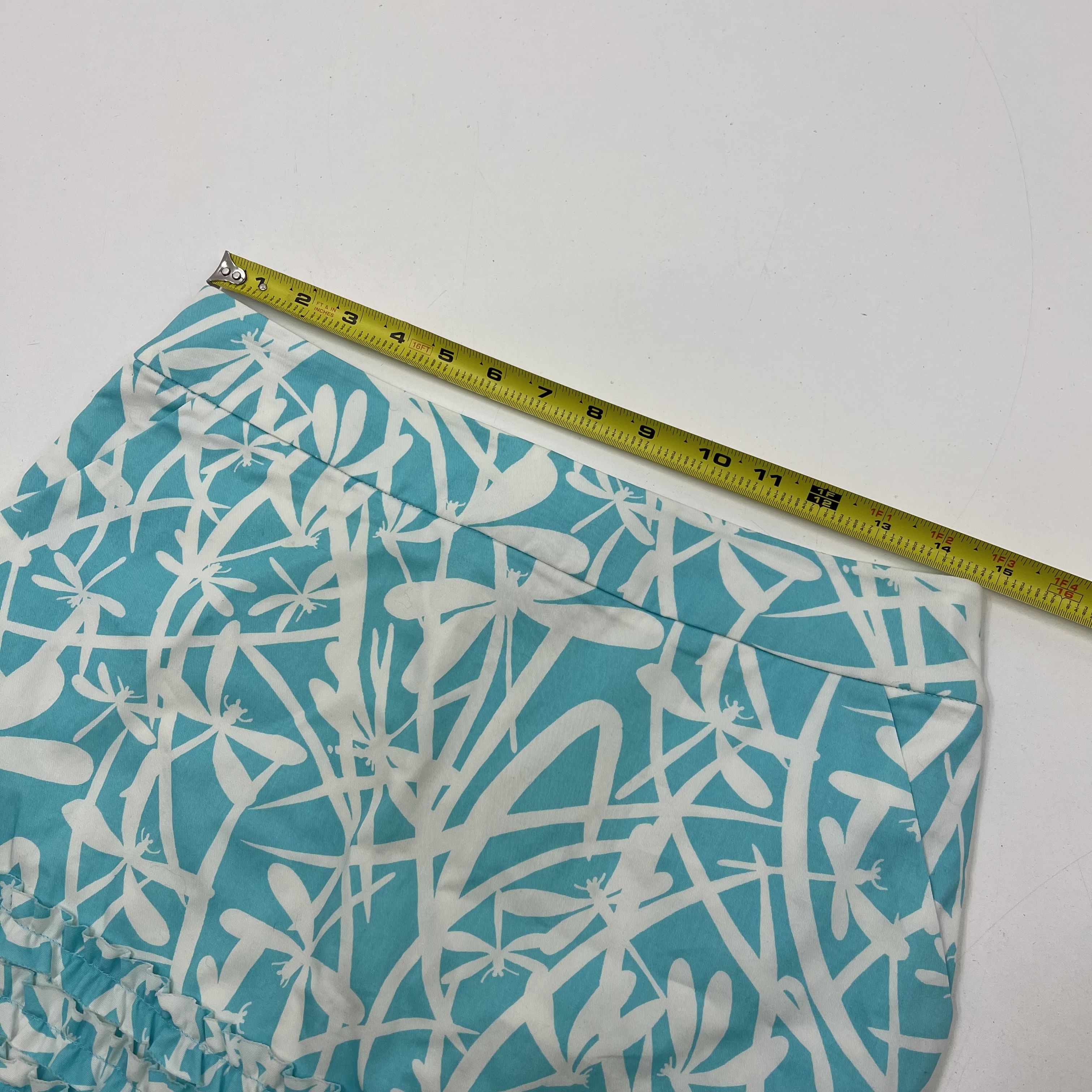 Lilly Pulitzer Marigold Ruffle Dragonfly Print Skort Cotton Teal White Size 2
