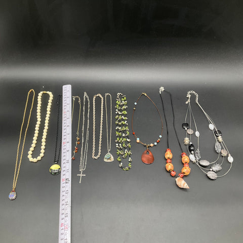 Vintage to Modern Costume Jewelry Lot of 11 Necklaces Pendants Beaded Chains