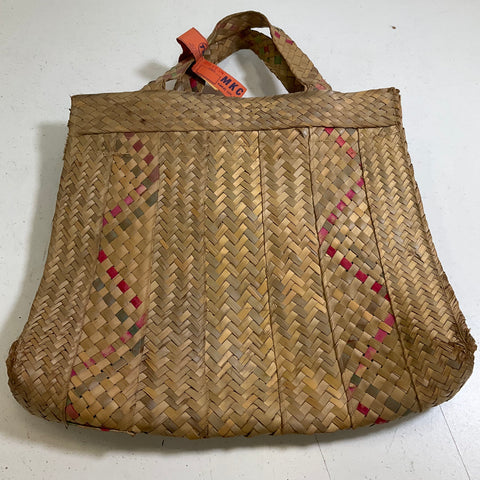 Vintage 70s Woven Straw Souvenir Tote Bag KE ALII NASSAU TWA Flight Tag