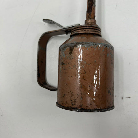 Vintage GOLDENROD Metal Pump Oil Can Thumb Oiler USA Made Rustic Industrial