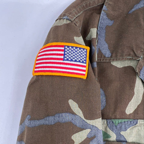 Vintage 80s US Army BDU Combat Jacket Woodland Camo USNDC Men's Small Regular