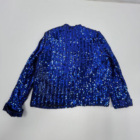 Vintage 80s Rob Hill Mister Jay Blue Sequin Trophy Jacket Blazer USA Made Sz L