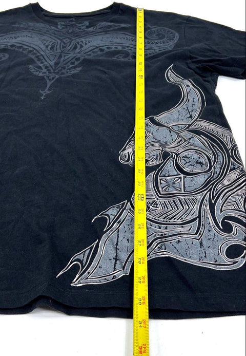 Y2K Konquest MMA Style Bull Horns Graphic Tee Studded Made in USA Sz XL
