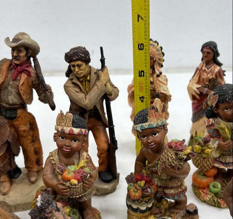 Vintage Lot Castagna Resin Figurines Native American Western Cowboy 1990s