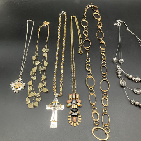 Modern Statement Fashion Jewelry Lot of 10 Necklaces Gold Silver Tone Mixed