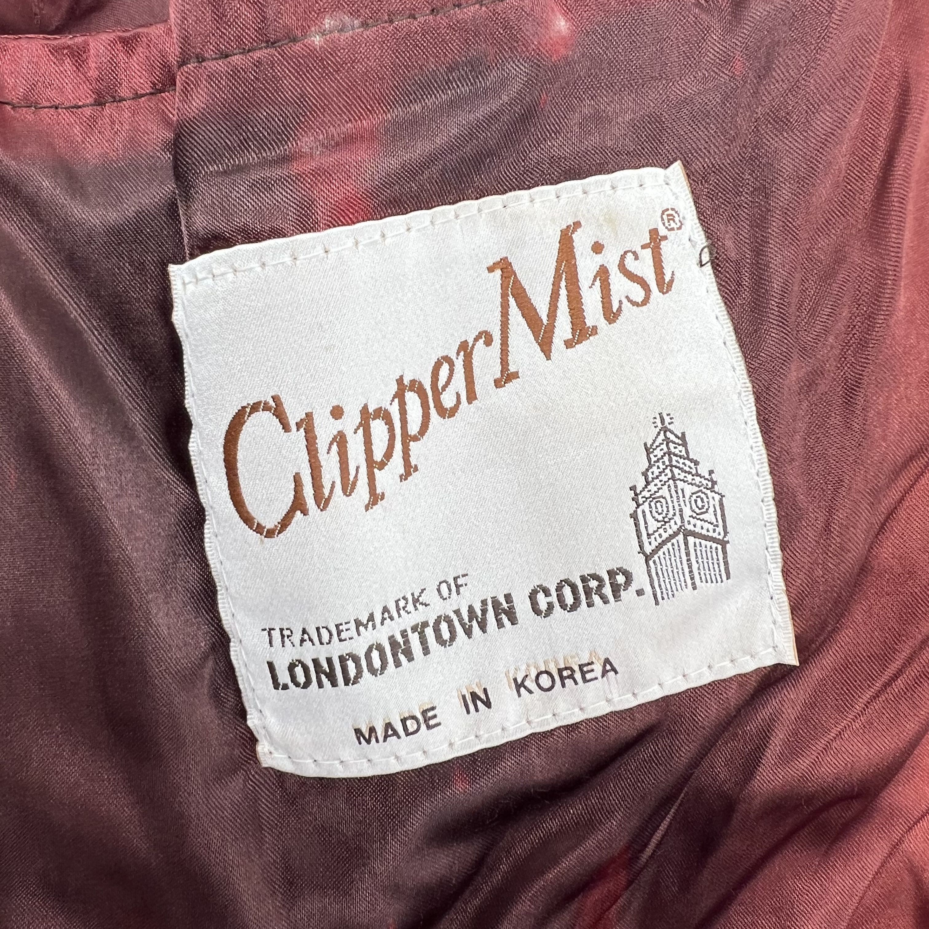 Vintage 70s Clipper Mist Brown Leather Car Coat Jacket Blazer Men's 44L