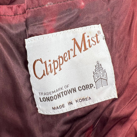Vintage 70s Clipper Mist Brown Leather Car Coat Jacket Blazer Men's 44L