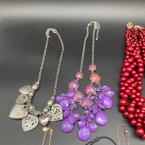 Statement Fashion Necklace Jewelry Lot 15pc Beaded Pendant Boho Modern Mix