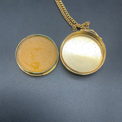 Vintage Revlon Ladybug Intimate Solid Perfume Necklace Gold Tone Pendant