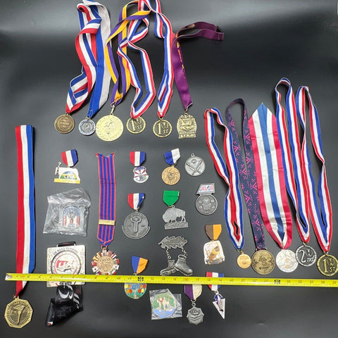 Collectible Medals Lot Vintage Sports Achievement Awards Approximately 32 Pieces