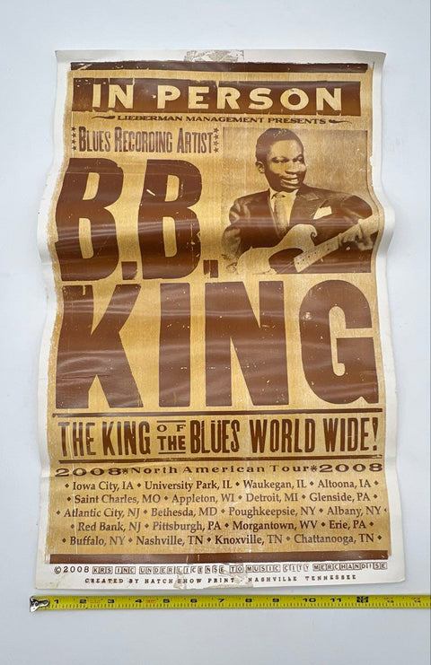B.B. King 2008 North American Tour Poster Hatch Show Print Blues Music 14x22
