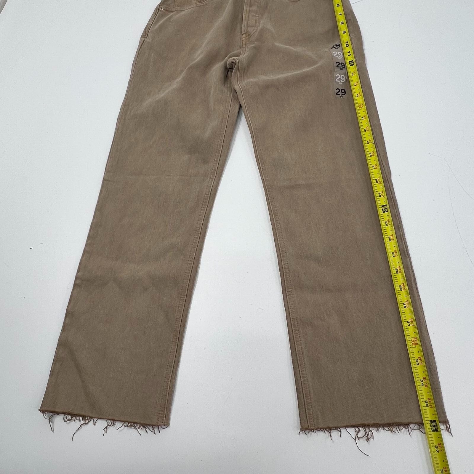NWT Gap Tan Cheeky Straight High Rise Raw Hem Button Fly Jeans Women's 29