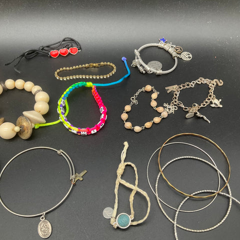Vintage and Modern Jewelry Lot of 30 Bracelets Bangles Cuff Beaded Charms